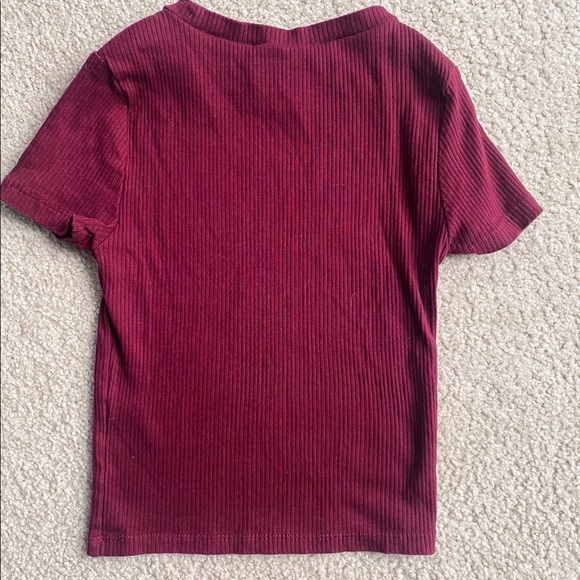 Divided Maroon Stretch Crop Top - Picture 3 of 3
